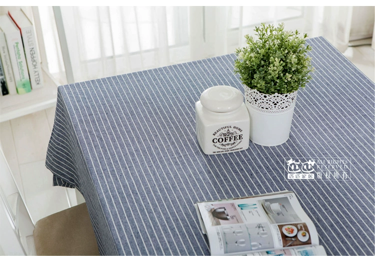 Không in kiểu Nhật sọc đơn giản cotton tốt và vải lanh đơn giản hiện đại vải vải bàn cà phê khăn trải bàn TV quầy vải khăn trải bàn cute