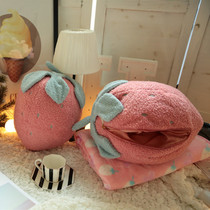 Ins sweet soft strawberry cactus pillow blanket nap cushion quilt dual-purpose office air conditioning blanket