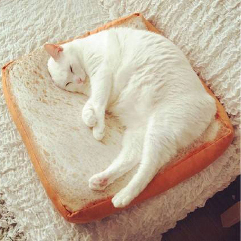 Creative Cute Emulation Toast With Sliced Bread Cushion Pet Kitty Mat Plush Hold Pillow Cushion Dining Chair Cushion
