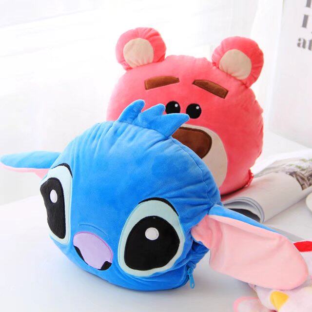 Cute cartoon pillow cushion hand warmer cover air conditioner blanket three-in-one hand warmer pillow blanket office nap cover blanket