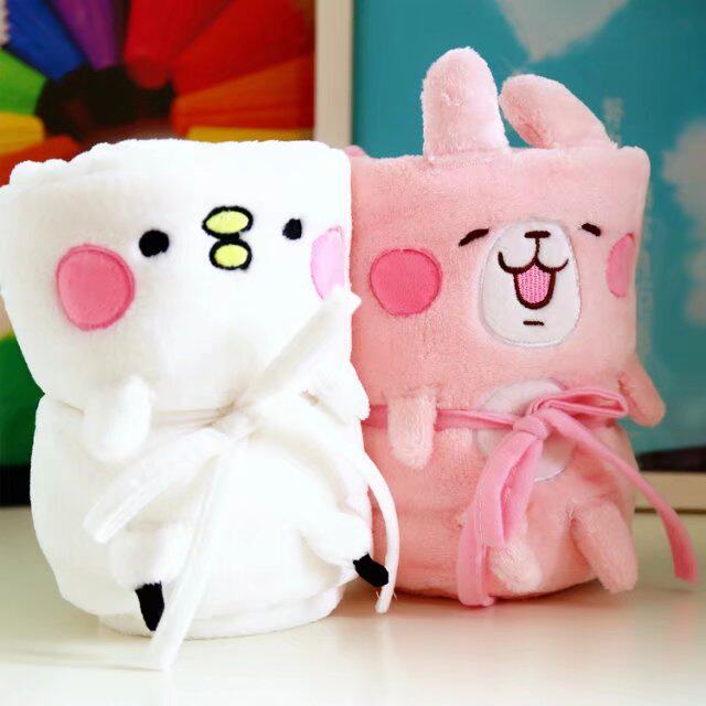Cute cartoon Kanahera's small animal pink rabbit chick roll blanket blanket air conditioning blanket nap blanket small blanket
