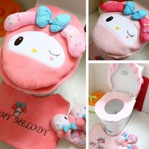 Cute cartoon plush girls heart toilet sleeve Sitting Trap Feet Ground Floor Toilet Cover Three Sets