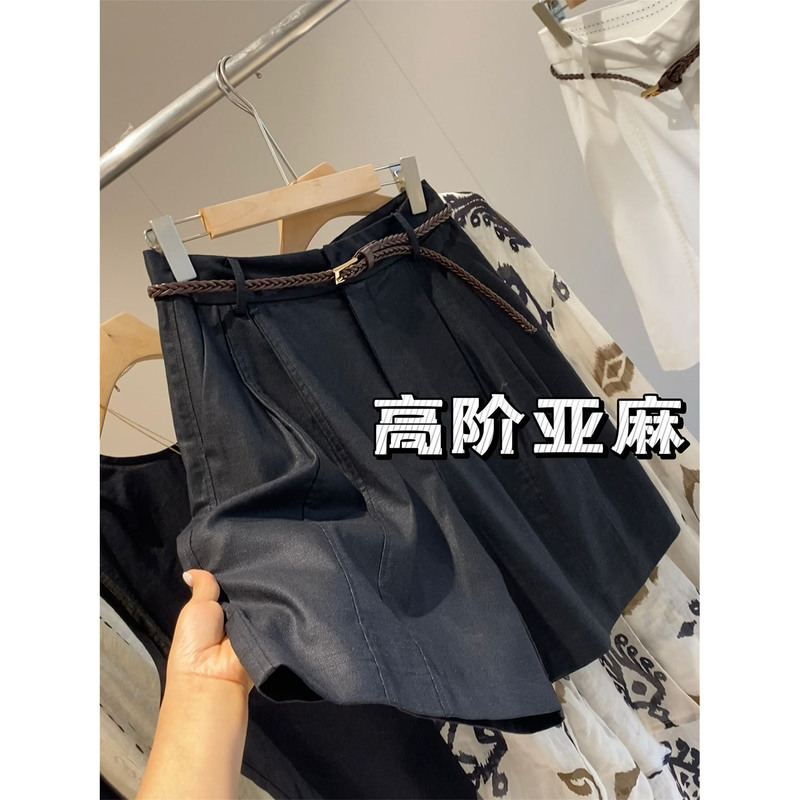 Absolutely Amazing! This One Is a Must-Buy~ High-End 30 Linen, Scratch-Resistant Classic Style with Belt, Casual Shorts for Women