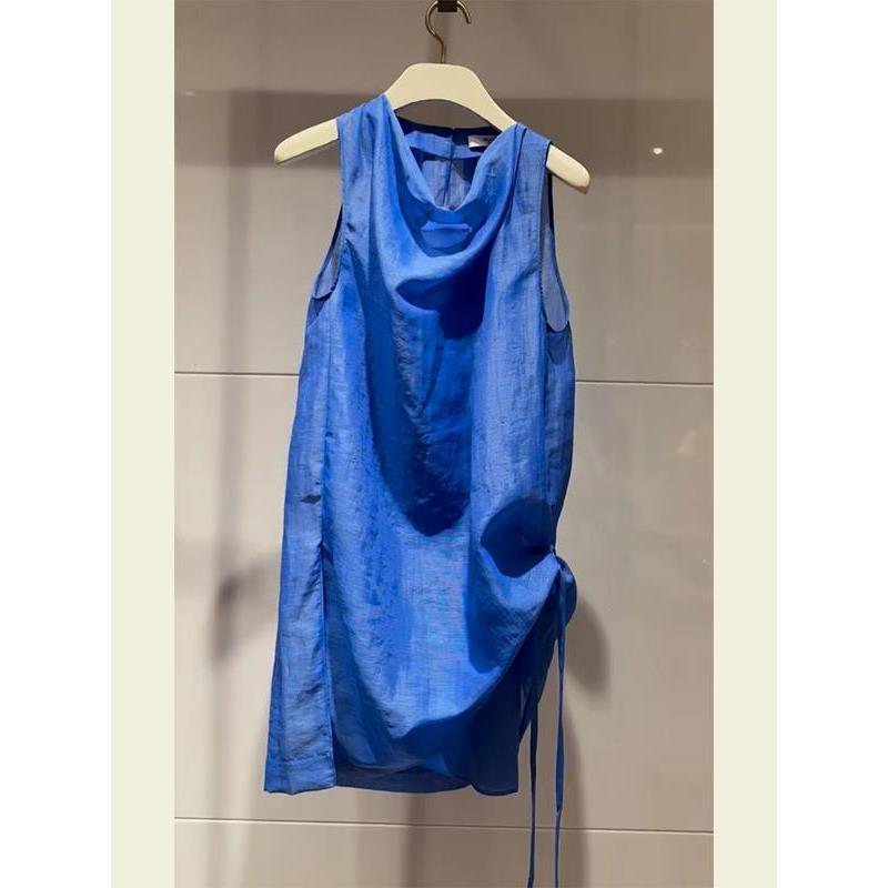 Buyer's Store~ Bargain on Designer Clothing with Tags Removed, European Style, French Chic, Mature Style Top, Klein Blue Sleeveless Shirt for Women, Summer Buyer's Store~ Bargain on Designer Clothing with Tags Removed, European Style, French Chic, Mature Style Top, Klein Blue Sleeveless Shirt for Women, Summer
