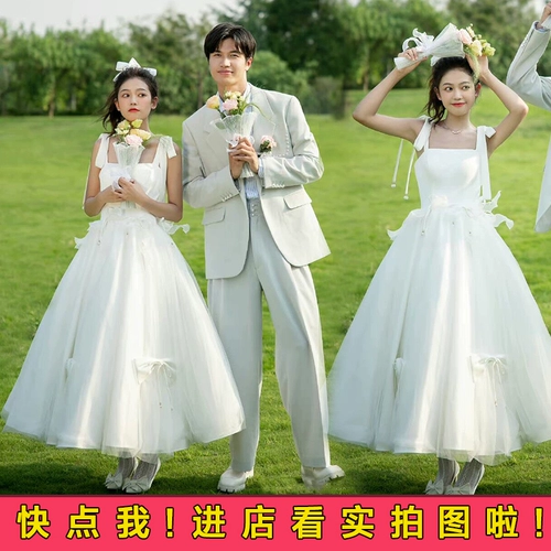 Милое свежее белое свадебное платье для влюбленных, эффект подтяжки, длина миди