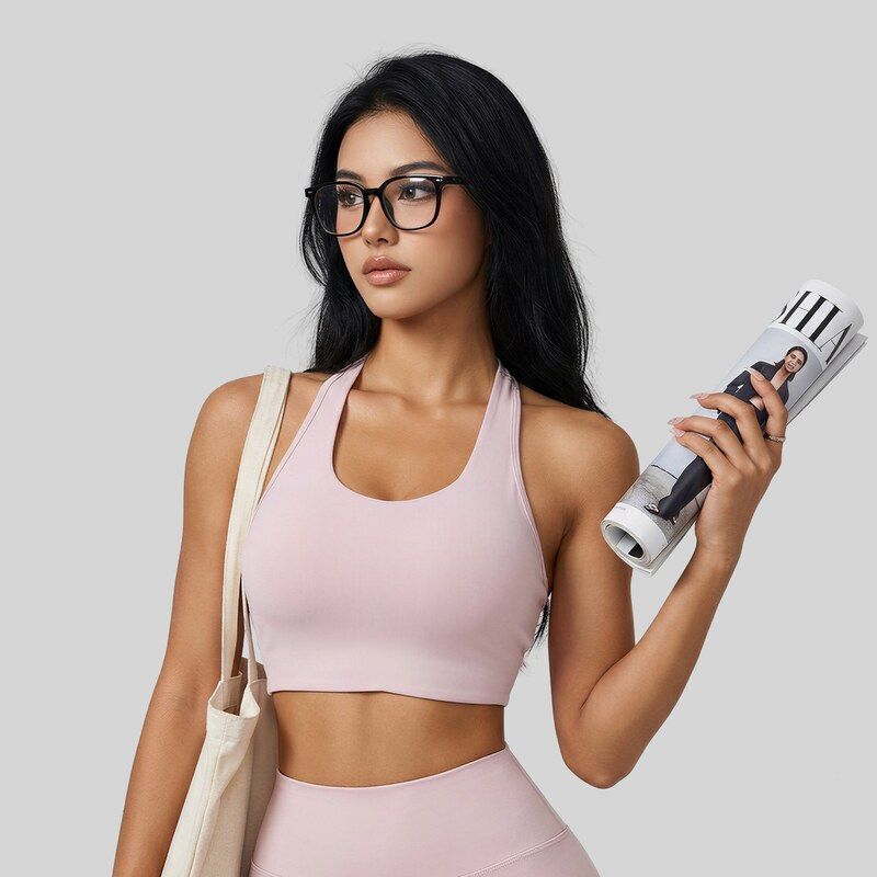 Juyitang Twist Halter Neck Vest High Elasticity Fixed Cup Beautiful Back Underwear Women's Summer Yoga Fitness Sports Bra Juyitang Twist Halter Neck Vest High Elasticity Fixed Cup Beautiful Back Underwear Women's Summer Yoga Fitness Sports Bra