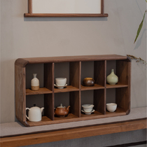 Nine-room solid wood shelves color-free walnut tea furniture zen multi-treasure grid shelves checkered shelves bookshelves