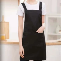 Черный фартук, бретели, надевается на плечо