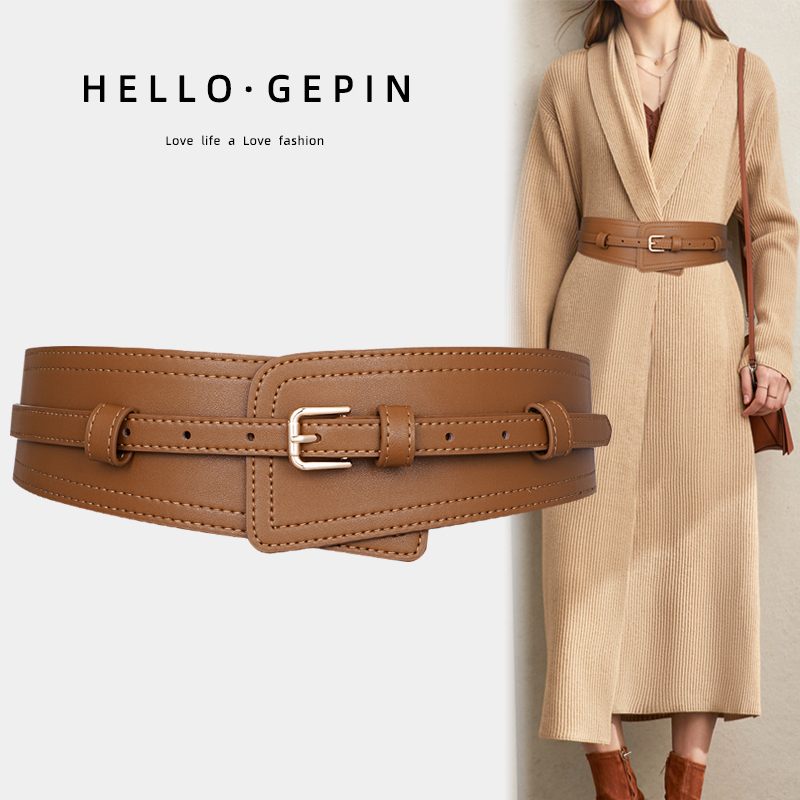 Sweater Waist Belt for Women, Wide Genuine Leather Belt, Versatile for Suits and Dresses, Decorative for Coats and Trench Coats, High-End Belt, Trendy Sweater Waist Belt for Women, Wide Genuine Leather Belt, Versatile for Suits and Dresses, Decorative for Coats and Trench Coats, High-End Belt, Trendy