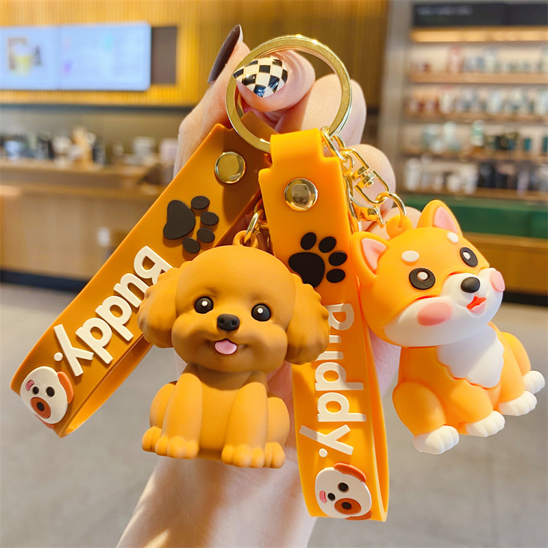 Cartoon Cute Puppy Teddy Shiba Inu Corgi Husky Keychain Female Couple Car Key Pendant Backpack Decoration