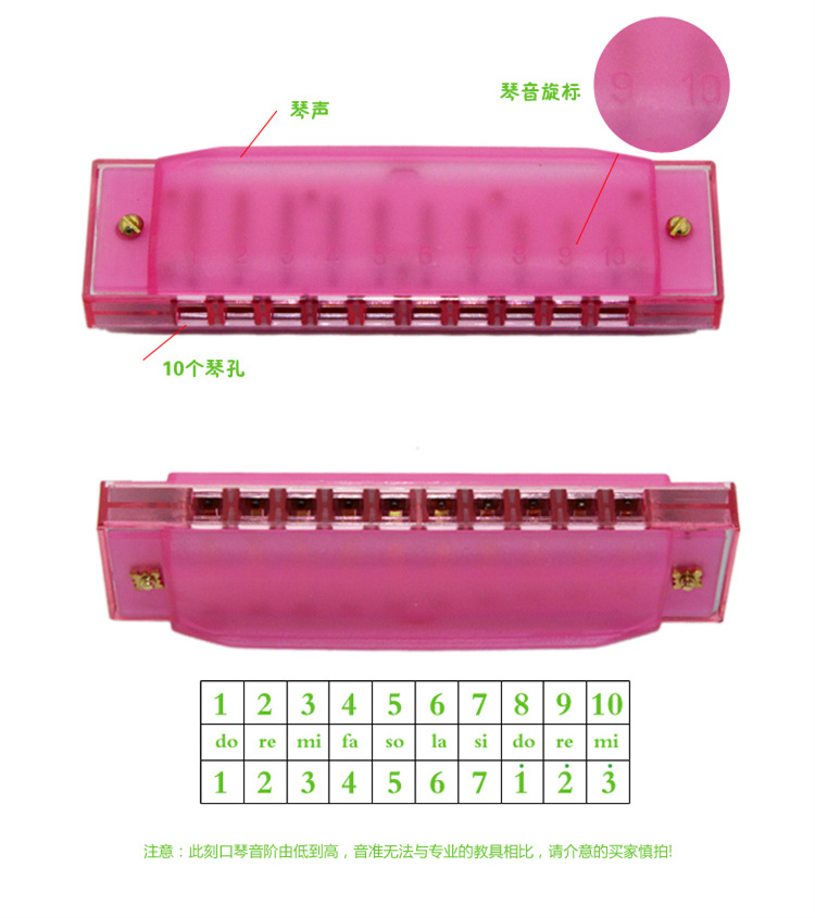 Orff Nhạc cụ Nhạc cụ Đồ chơi Giáo dục 10 Lỗ Trẻ em Harmonica Màu Nhựa Đồ chơi Harmonica Trẻ em đàn piano đồ chơi cho bé