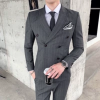 SJXZ1012-SJT807 Серый набор из трех частей (костюм+жилет+брюки)