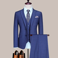 [Неолай] Модный синий плед (верхний жилет+брюки)