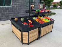 Supermarket double-layer fruit shelf oblique fresh display rack Vegetable store commercial Nakajima cabinet stainless steel shelf