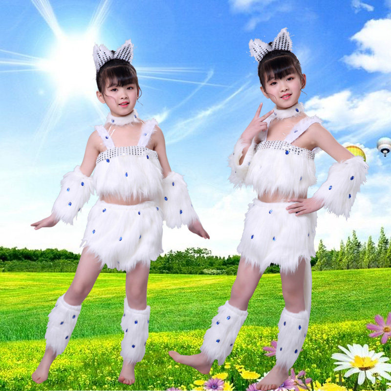 Children's animal kitten performance costume girl Persian cat learn cat to call stage performance costume toddler cute flower cat dance