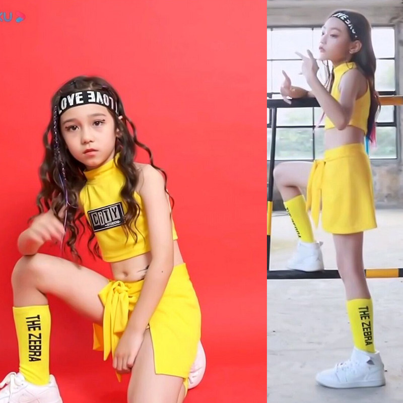 June 1 children's cheerleading performance clothing girls Korean version of the navel jazz dance suit girls cheerleading performance clothing