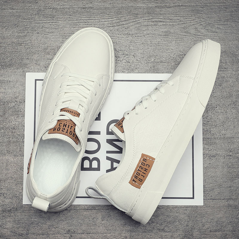 Hong Kong same Supreme men's shoes Korean version of all-match leather low-top skateboard shoes casual white shoes men