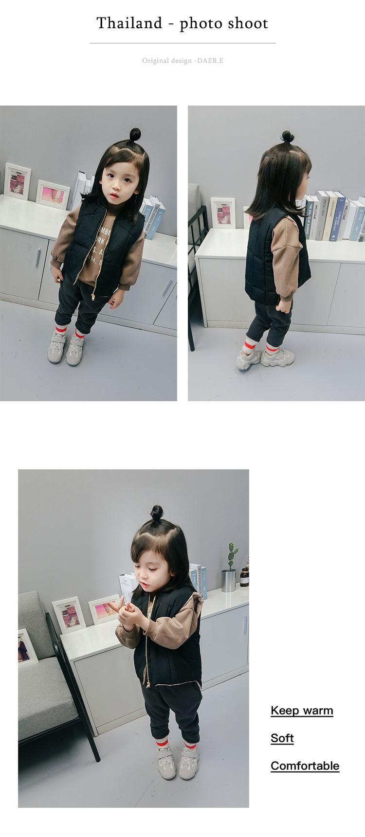 Bé gái mùa đông 2018 mới cho bé phiên bản Hàn Quốc áo vest 1-2-3-8 tuổi Áo cotton cho bé áo trẻ em