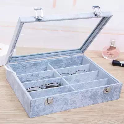 Glasses storage box 8 grid fashion sun glasses display box watch box high-grade flannel large sunglasses case multi-grid