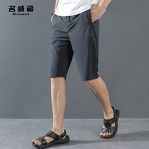 Ice silk Capri pants male middle-aged and old summer thin fat plus size loose casual pants stretch shorts men