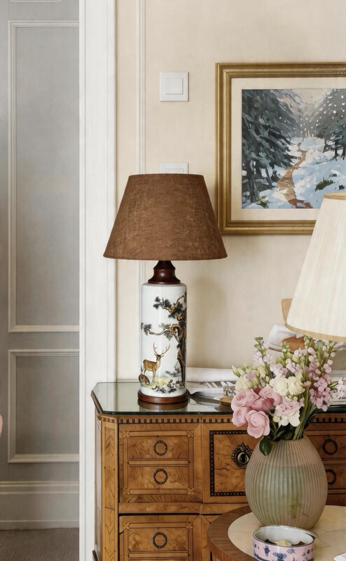 Second-Hand Table Lamp, New Chinese Style Retro Table Lamp, American Natural Style Table Lamp, Bedside Counter Lamp, Living Room Table Lamp
