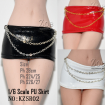 1 6 Female soldiers TBLeague phicen PU skirt Punk metal skirt KZSR02