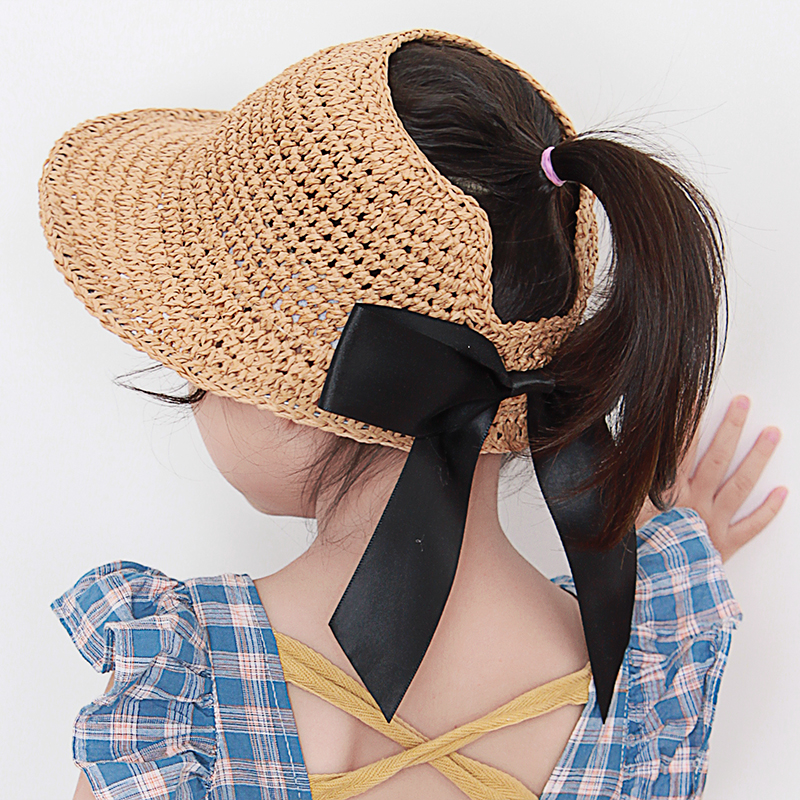 Children's Empty Straw Hat Summer Korean Girls Sunshade Hat Female Baby Princess Hat Baby Sunscreen Hat Sun Hat
