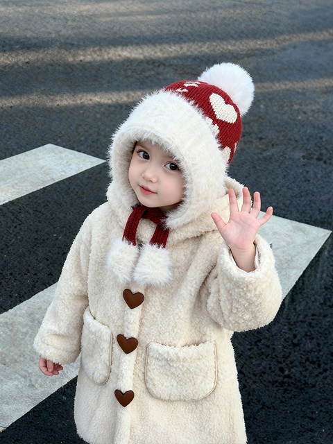 Children's hats in autumn and winter, big children's woolen hats, girls' knitted hats, thickened and warm baby ear protection hats, boys' fashionable hats