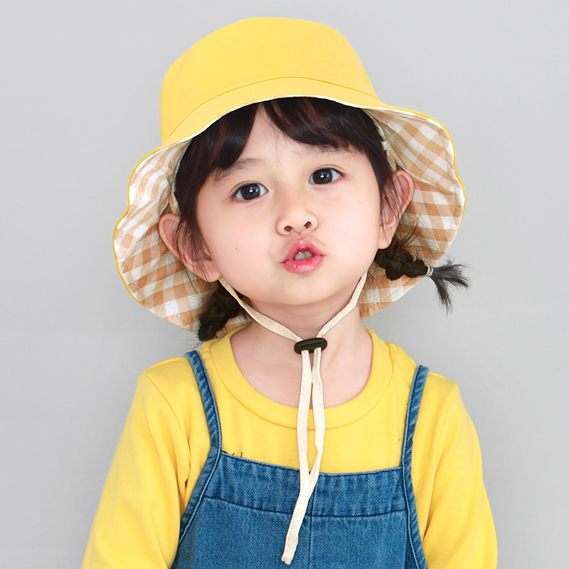 Children's hat Spring and autumn young children Little yellow hat girl fisherman hat baby sunscreen hat boy sunhat for child summer