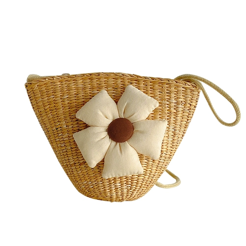 Брендовая детская соломенная детская сумка, креативный детский кошелек, сумка через плечо, бретели, в цветочек