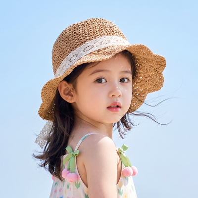 Girls' Straw Hats, Kidsren's Sun Protection Hats, Summer Baby Hats, Baby Sun Hats, Lace Woven Hats, Girls' Sun Hats — 1