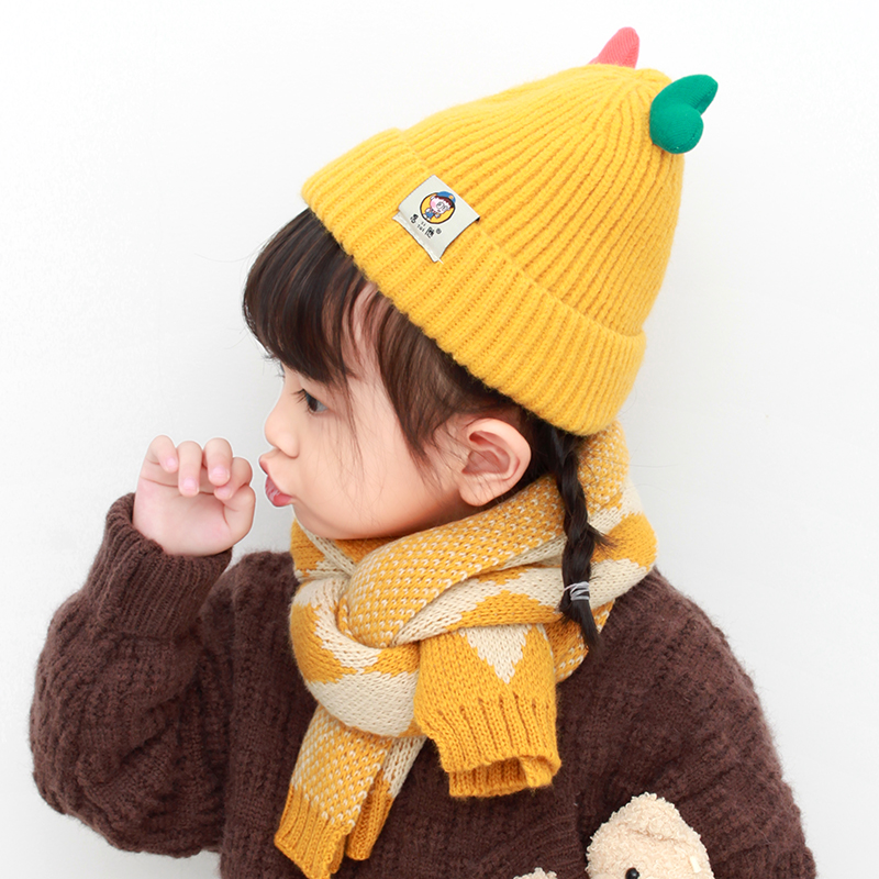 Baby Baby Hat Autumn Winter Woolen Thread Knit Korean Version Cute Warm Girl Boy Boy Toddler Hood Hood