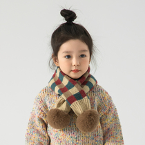 Childrens Scarf Autumn and Winter 2024 New Baby Scarf Knitted Girls Wool Warm Boys Cross Neck Sleeve Winter