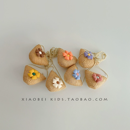 Брендовая детская соломенная детская сумка, креативный детский кошелек, сумка через плечо, бретели, в цветочек