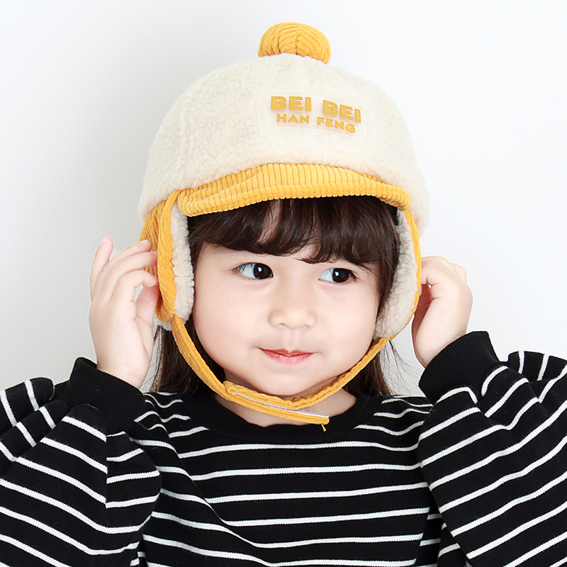 Children's hat autumn winter care ear hat boy girl girl baby girl winter windproof and warm sheep red Lei Feng cap