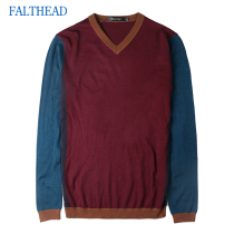 Fairfat Knitwear Mens Wool Blended Spring and Autumn Thin Section Middle-aged and Young Fashion Casual Sweetheart Neck Slim Fit