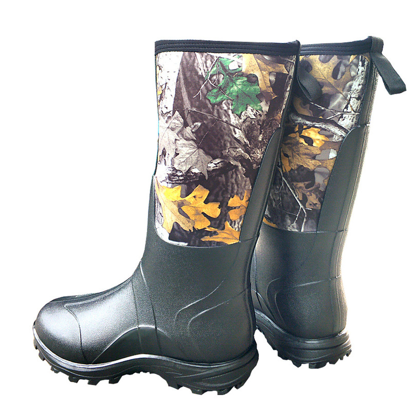 Cold-Proof Bionic Camouflage Rain Boots, Waterproof Outdoor Boots, Warm and Non-Slip High-Top Rain Boots, Hunting and Fishing Lure Boots