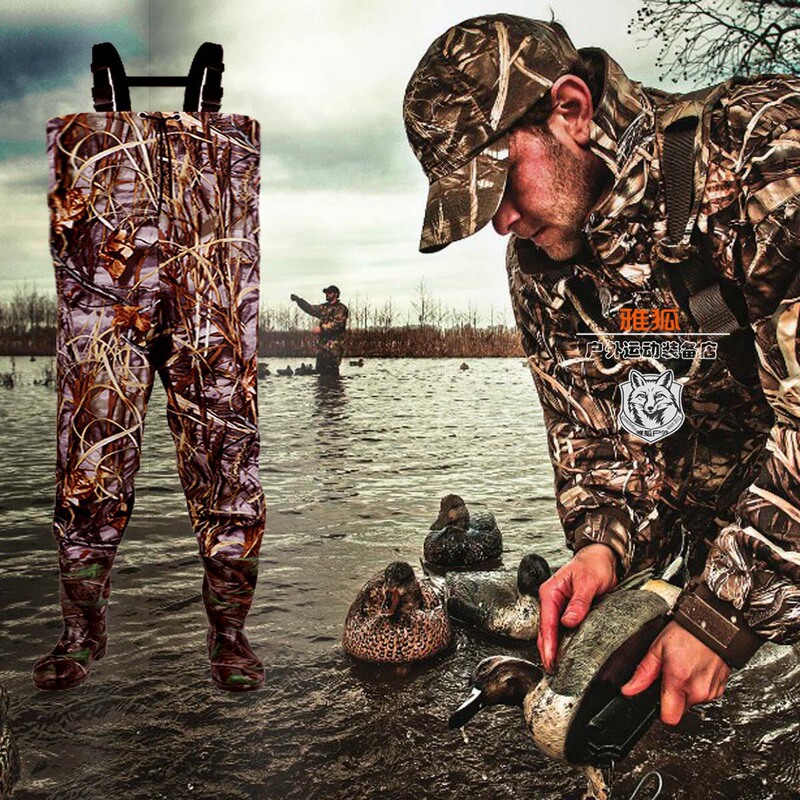 Reed Camouflage Waders Waterproof Leather Pants Fishing Pants for Men and Women Wading Pants Rain Pants Waterfowl Duck Hunting Pants