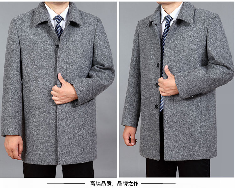 Trung niên và tuổi già mùa thu và áo khoác len nam dài phần ve áo dày lên áo len kích thước lớn áo len nam áo bố áo phao nam hàng hiệu