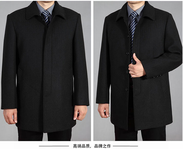 Trung niên và tuổi già mùa thu và áo khoác len nam dài phần ve áo dày lên áo len kích thước lớn áo len nam áo bố áo phao nam hàng hiệu