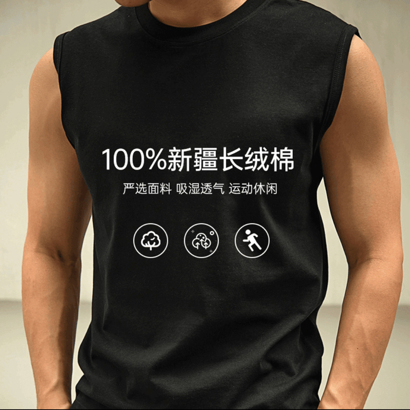 Si Xiaojian Official official store Pure Cotton Vest 2026 New Xinjiang Long-Staple Cotton Men's Sleeveless T-Shirt Summer Men's Clothing