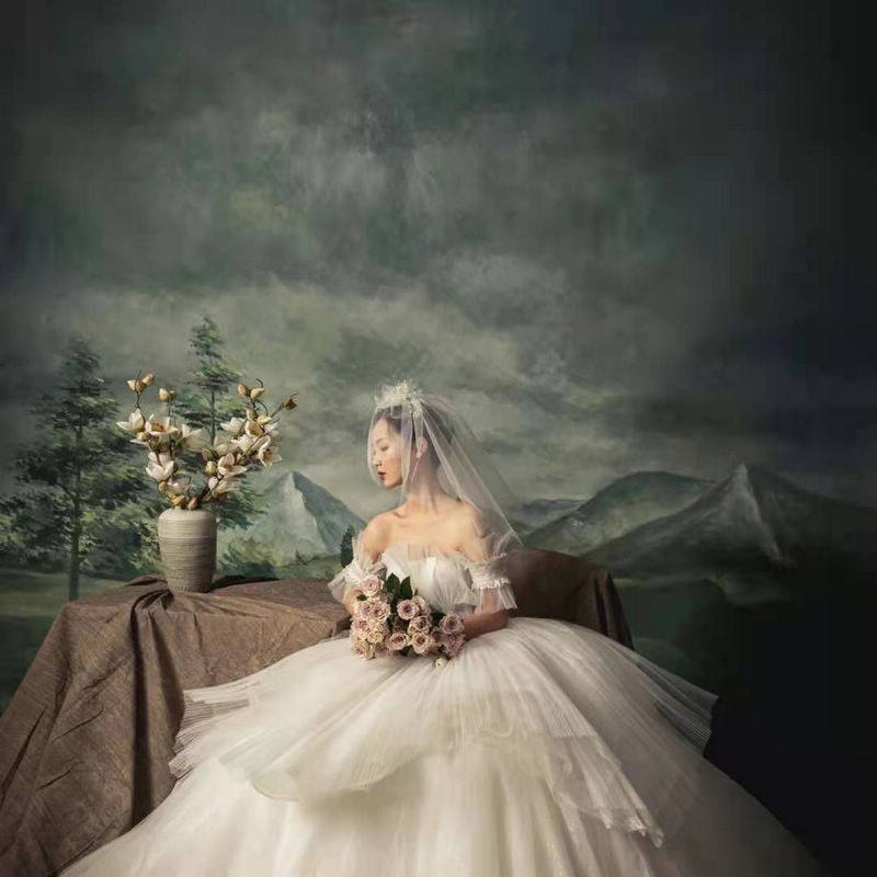 Photo Gallery Oil Painting Style Hand-painted Scenery Pure Hand Drawing Photo Background Cloth Boutique Painting Art Spray-painted Photo Cloth