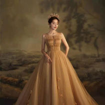 Shadow Building Wedding Dress Themed Hand-painted Oil Painting Scenery Pure Handmade Art Background Cloth Boutique Drawing Spray-painted Photographic Cloth