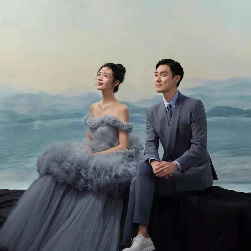 Wedding Dress Photography Mood Hand-painted Background Pure Handmade Boutique Painting Art Background Cloth Write Real Photography Spray-painted Photographic Cloth