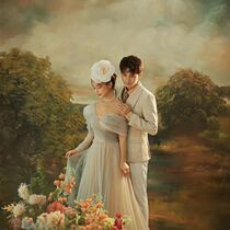 Shadow Building Oil Painting Scenery Hand-painted Background Pure Handmade Painting Boutique Wedding painting Art background cloth Interior Photography Bu