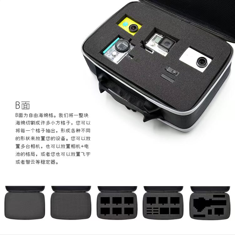 Gopro hero7 / 5/5 / kiến ​​nhỏ / túi lưu trữ đôi tự làm máy ảnh kỹ thuật số hộp lớn phụ kiện vali - Lưu trữ cho sản phẩm kỹ thuật số giá đựng tai nghe