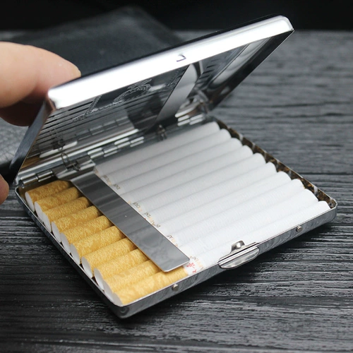 Мужской металлический ультратонкий портсигар из нержавеющей стали, креативная банка для хранения, 20 шт