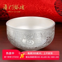 Silver bowl 999 sterling silver tableware set Snowflake silver cooked silver bowl chopsticks silver chopsticks spoon practical gift for children