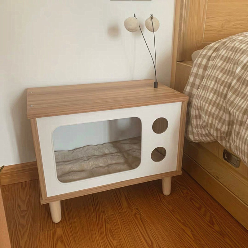 ins wind cat bed Kerry TV cat litter small solid wood cat climbing frame cat sleeping removable and washable litter cat jumping platform