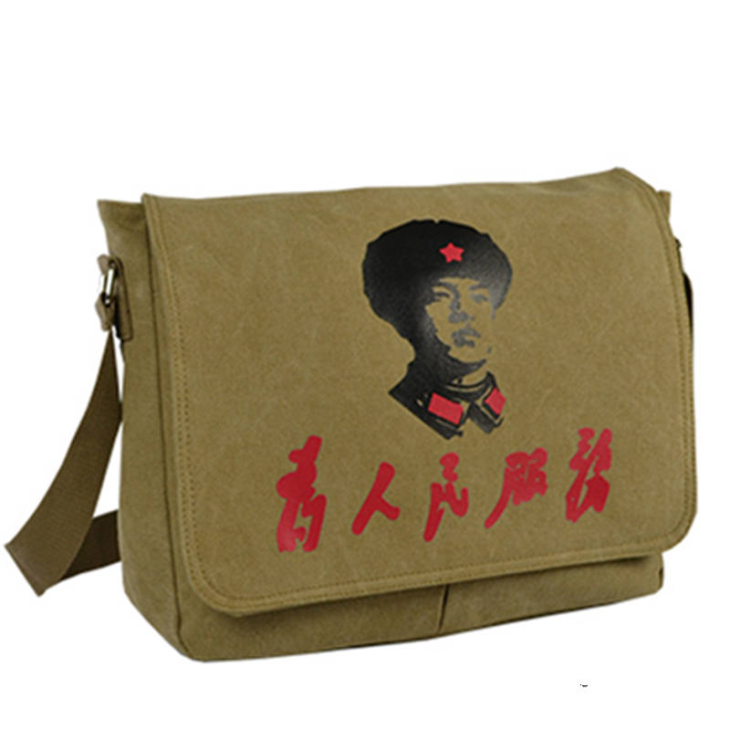 Inclined Satchel Retro Male Green Travel Satchel Large Capacity Men's Revolution Bag Satchel Canvas Cross-Kit